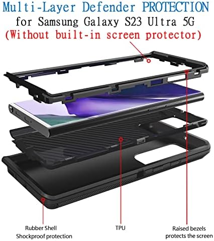 מקרה מגן Bisbkrar עבור Samsung Galaxy S23 Ultra 5G, [כיתה צבאית] 3 ב 1 כיסוי טלפון מגן מחוספס, כבד פגוש כבד